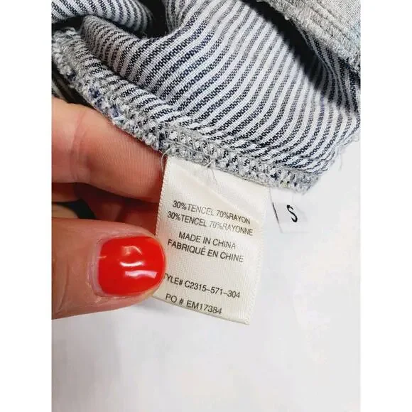 Cloth Womens & Stone Small Top‎ Sleeveless Tank Blue Plaid Halter Ruffles Tencel - Picture 8 of 11